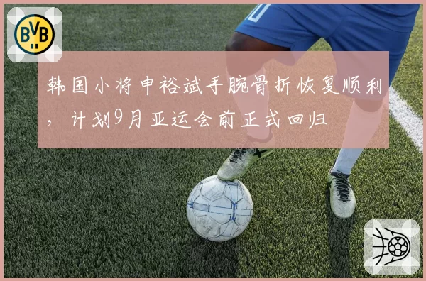 韩国小将申裕斌手腕骨折恢复顺利，计划9月亚运会前正式回归